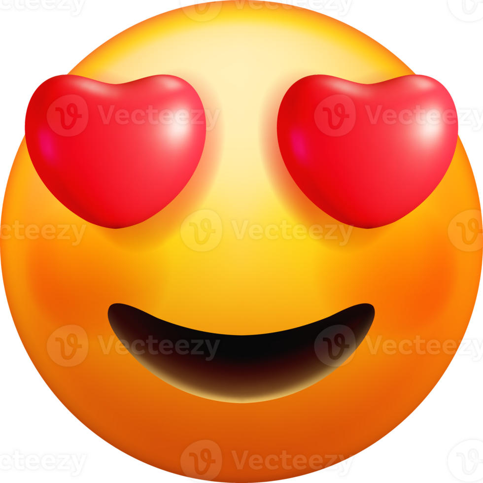 3D Heart-Eyes Emoji Expressing Love and Joy png