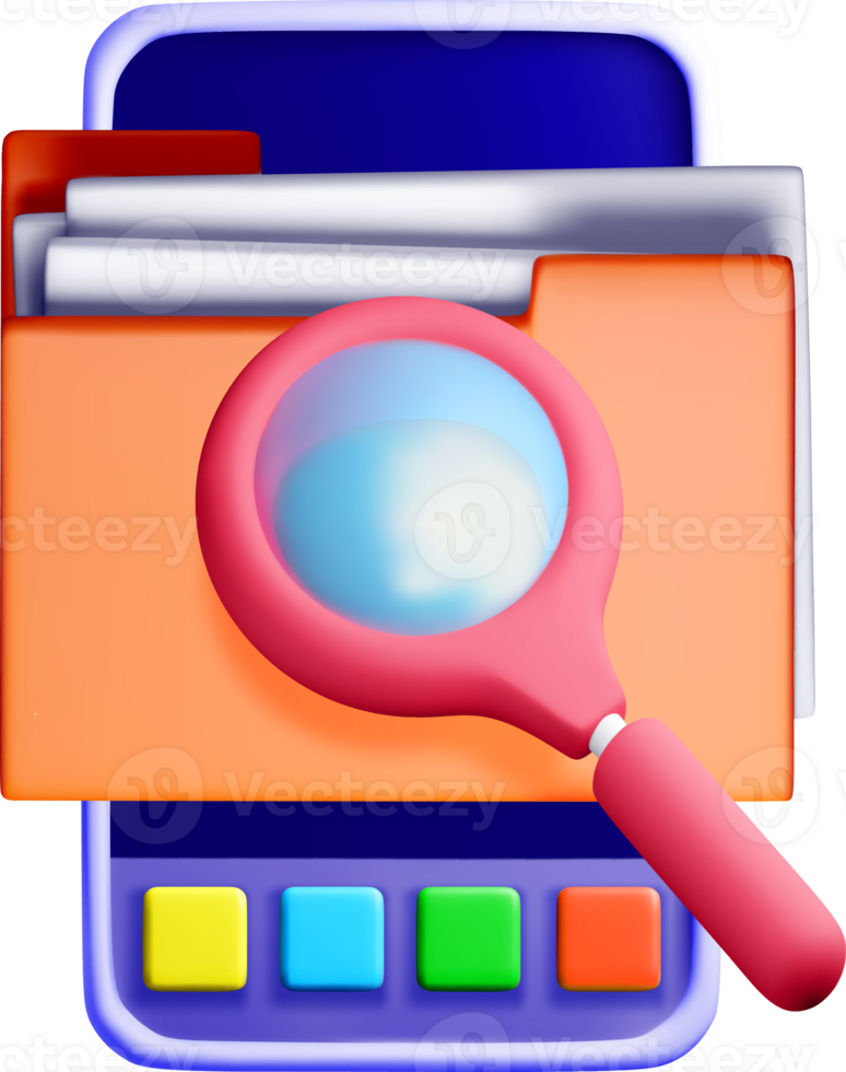 3D Mobile Search and File Management Icon png