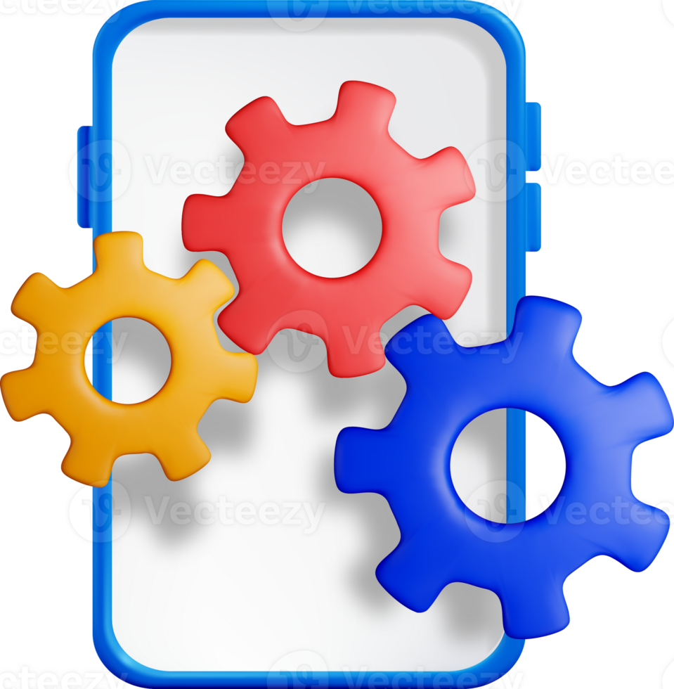 3D Mobile Device with Interlocking Gears Design png