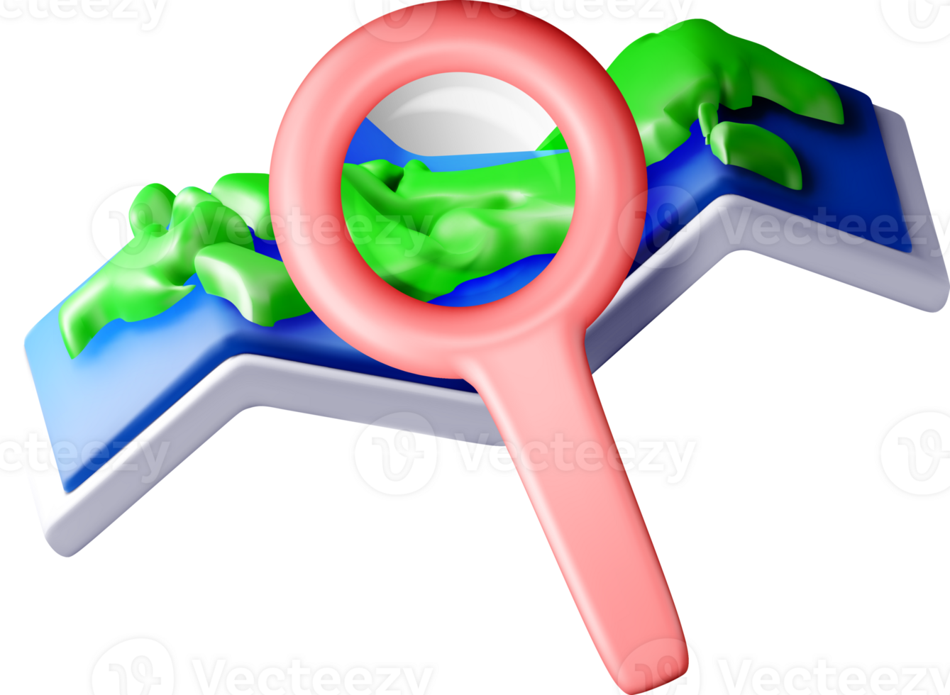 3D Magnifying Glass Over Abstract Shape png