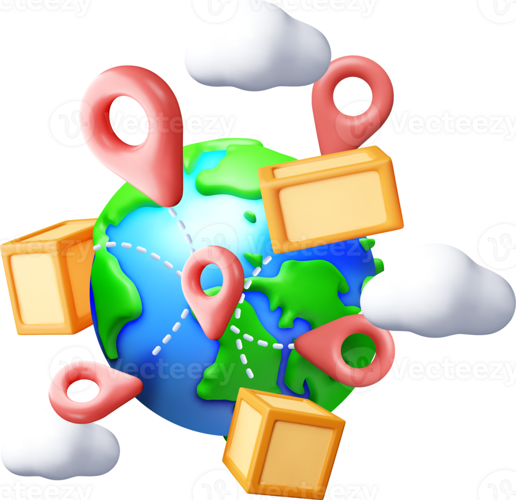 3D Illustration of a Global Delivery Concept png