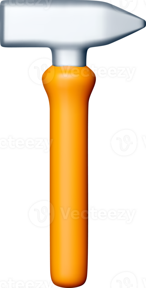 3D Rendering of a Hammer with Orange Handle png