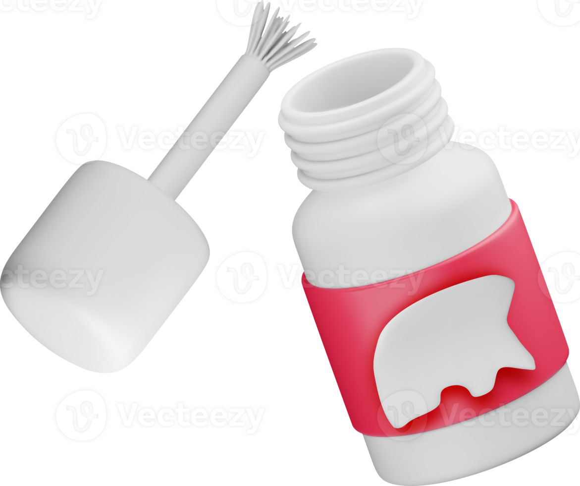 3D Illustration of a Bottle with Applicator Brush png