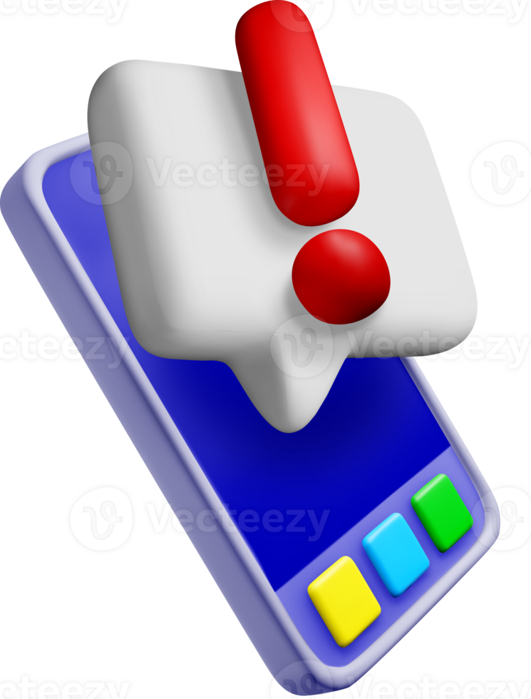 3D Alert Notification on Mobile Device Icon png