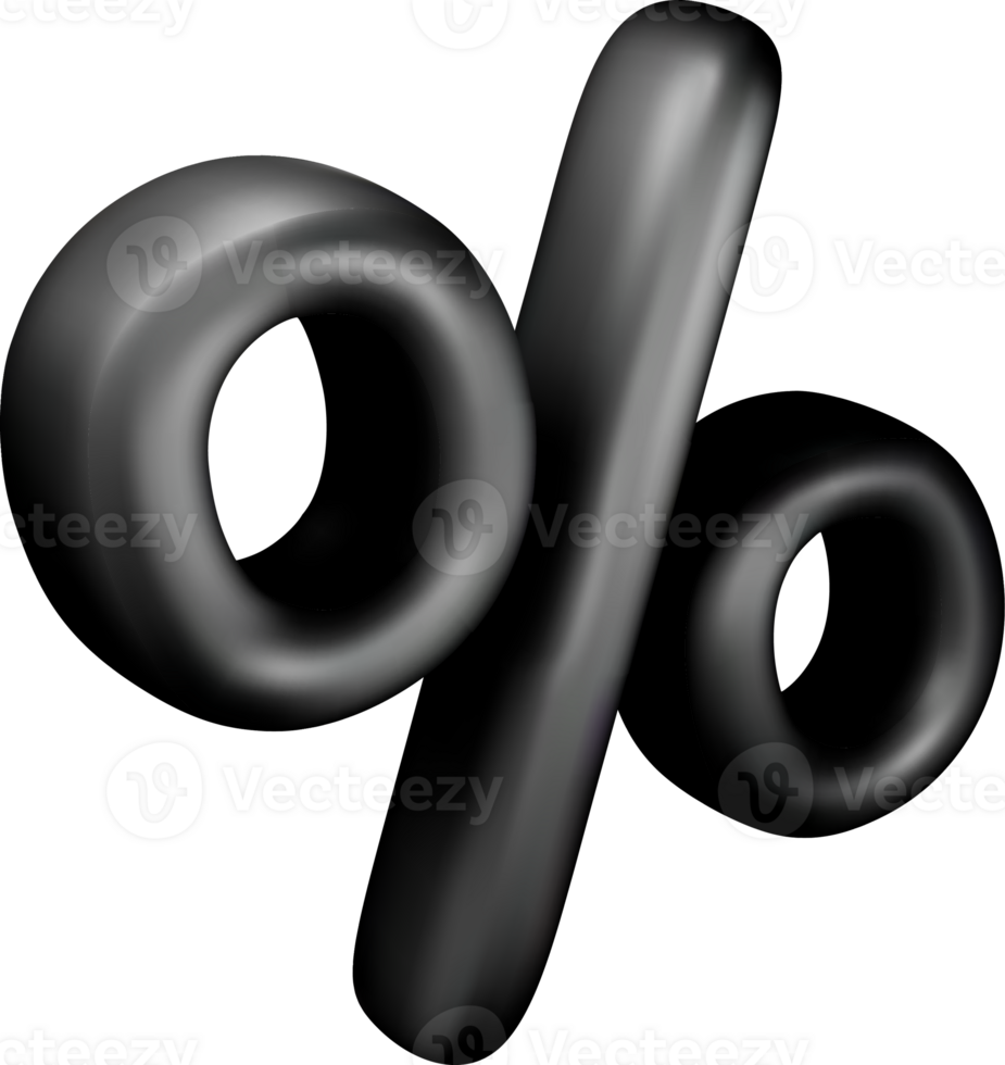 Stylized 3D Black Percentage Symbol Design png