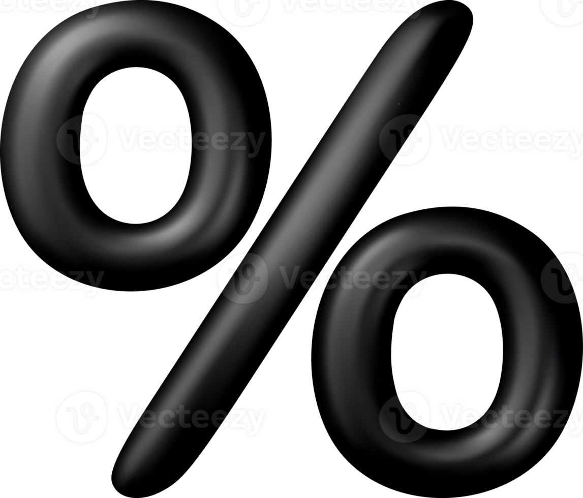 3D Black Percentage Symbol in Bold Design png