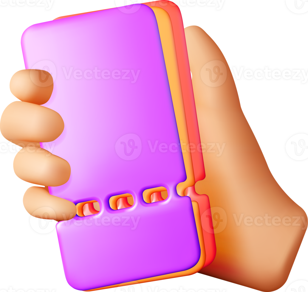 Colorful 3D Hand Holding Stylized Device png