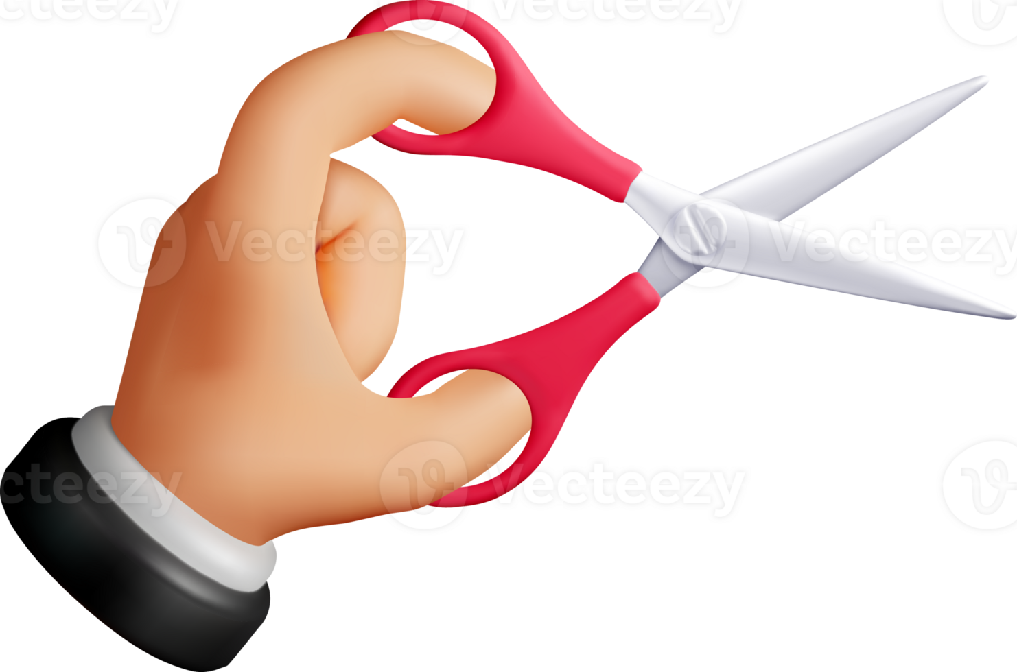 3D Scissors in Hand Creative Cutting Tool. png