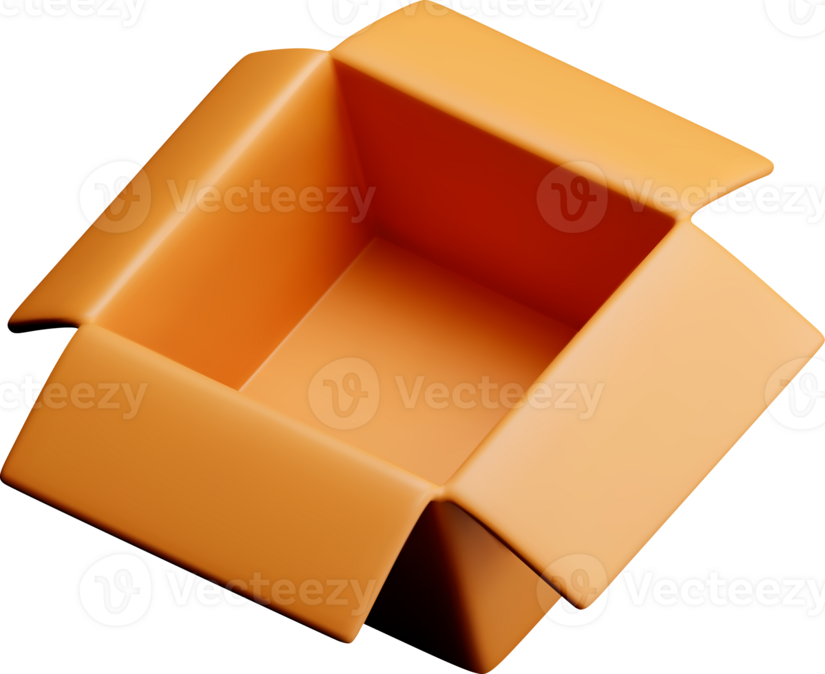 Empty 3D Orange Box with Open Flaps png