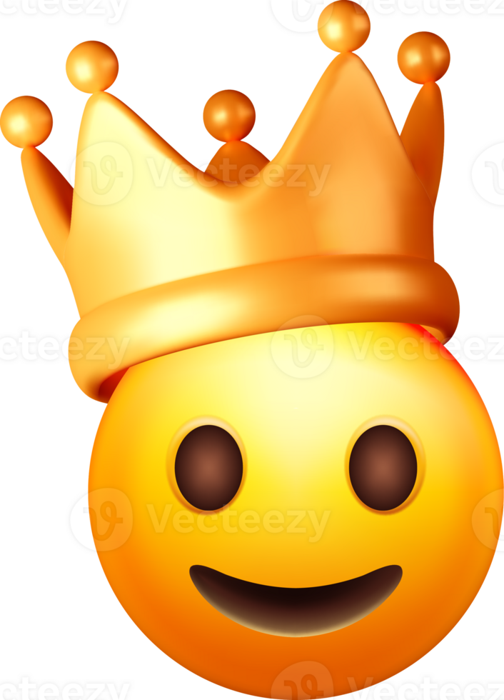 3D Crowned Smiley Emoji in Bright Design png