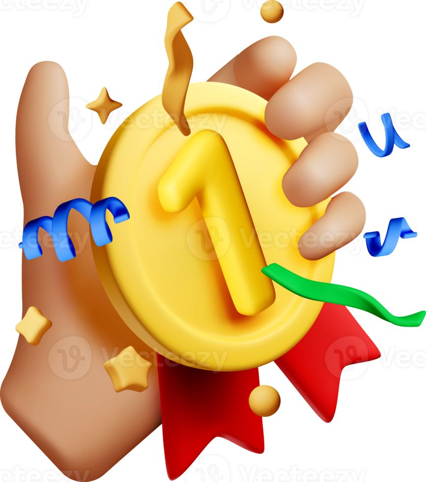 Colorful 3D Medal in Celebratory Context png