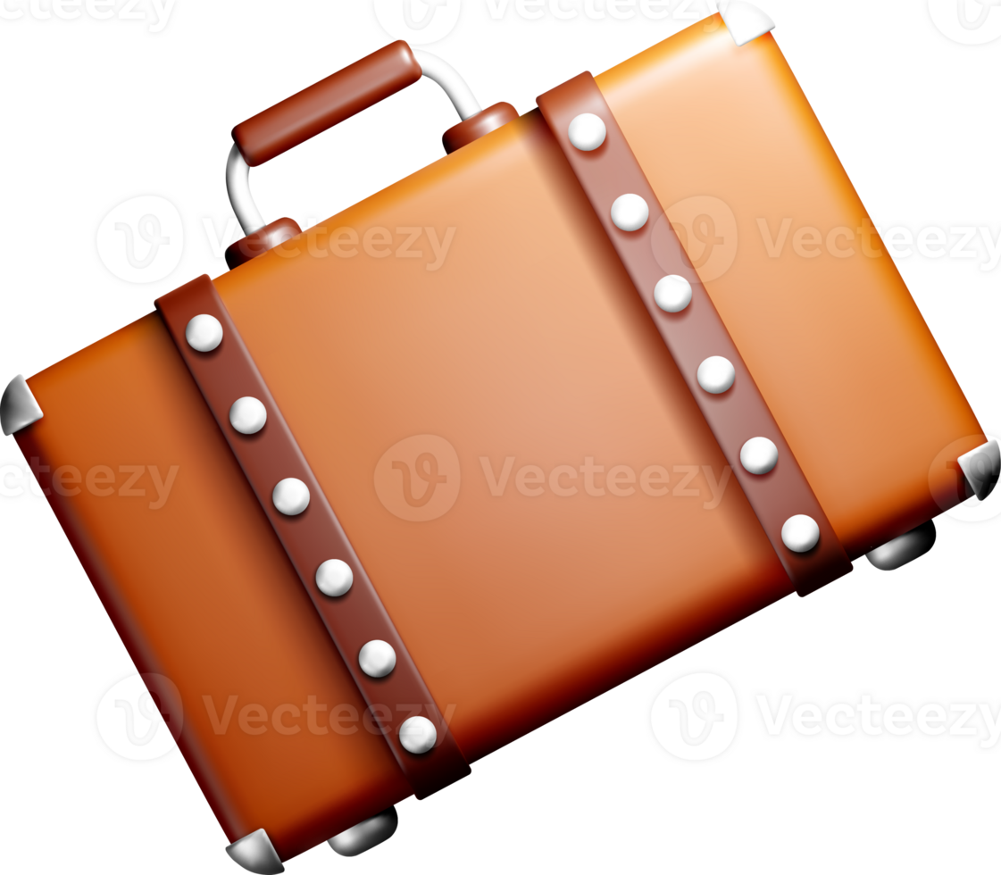 Stylish 3D Leather Suitcase Design png