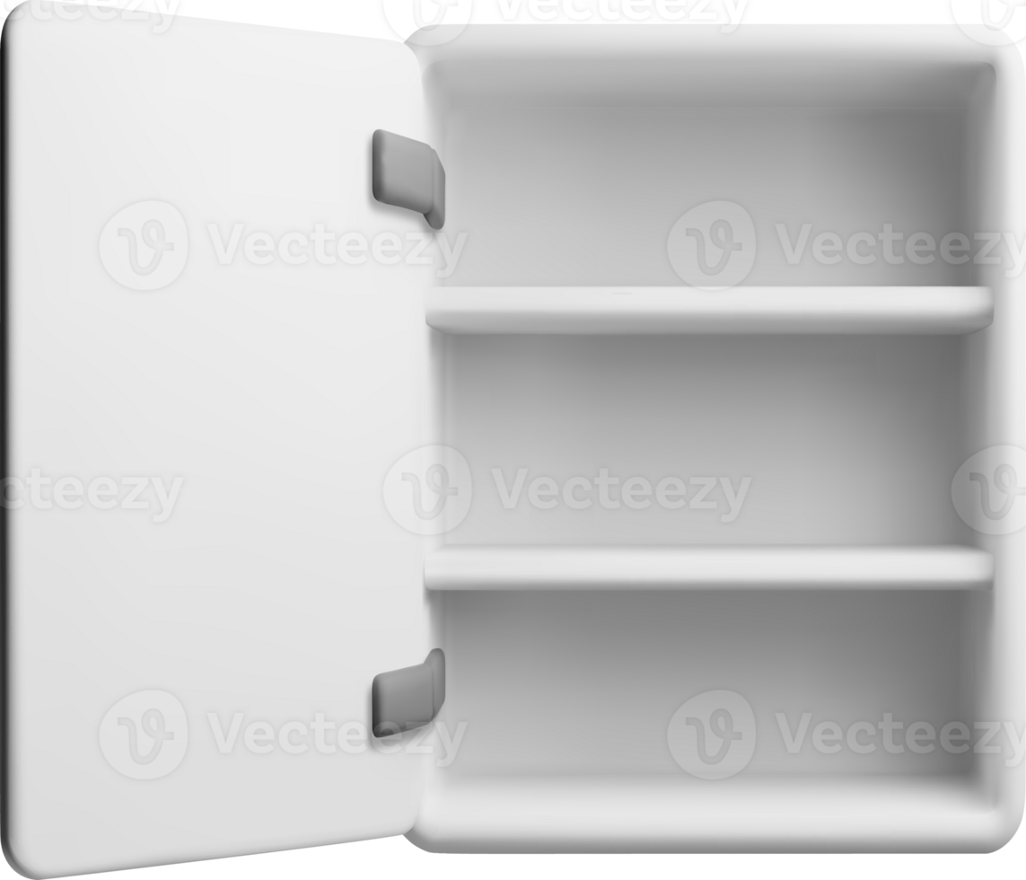 3D Model of an Open Refrigerator Interior png