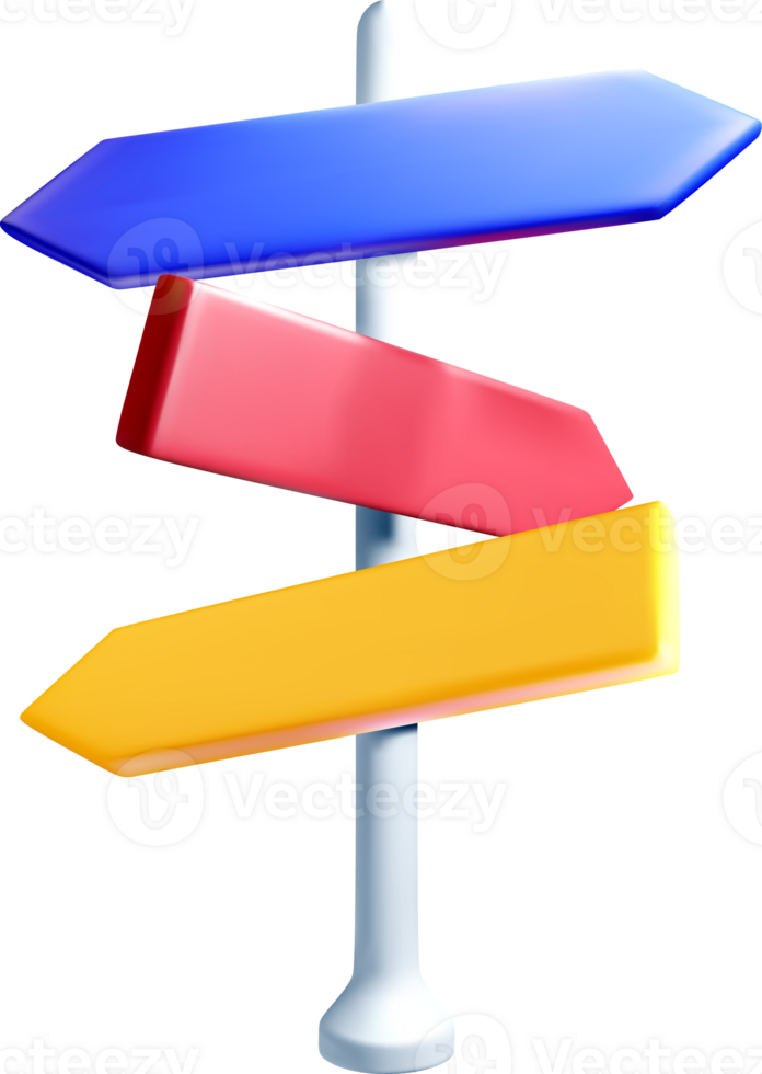 Colorful 3D Directional Signpost Design png