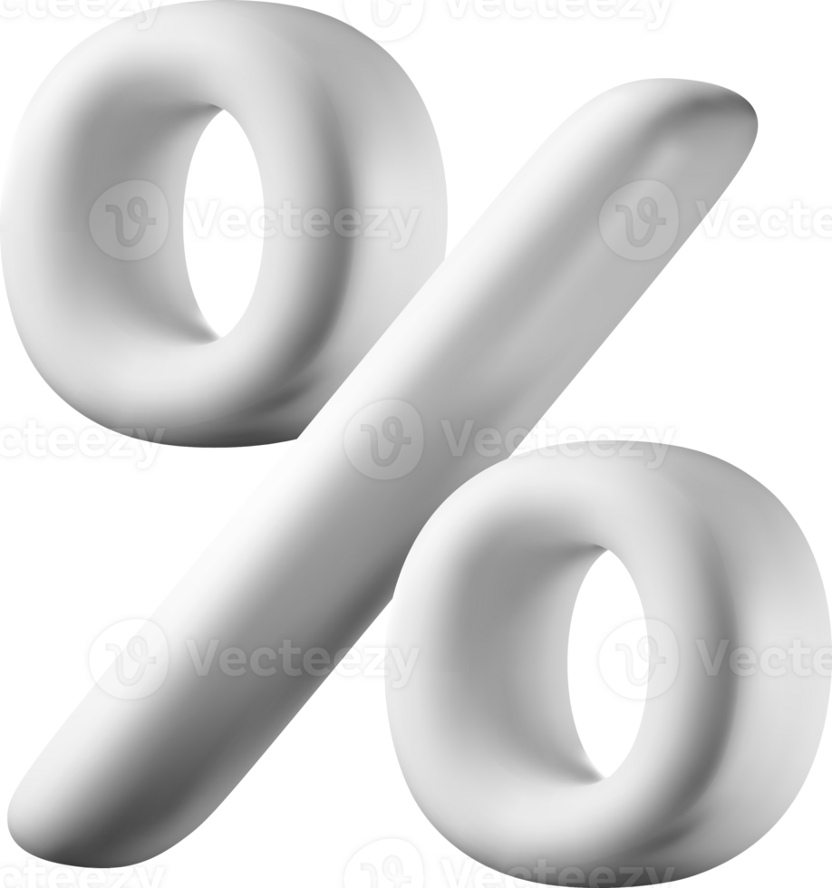 3D White Percentage Sign on a Clean Background png