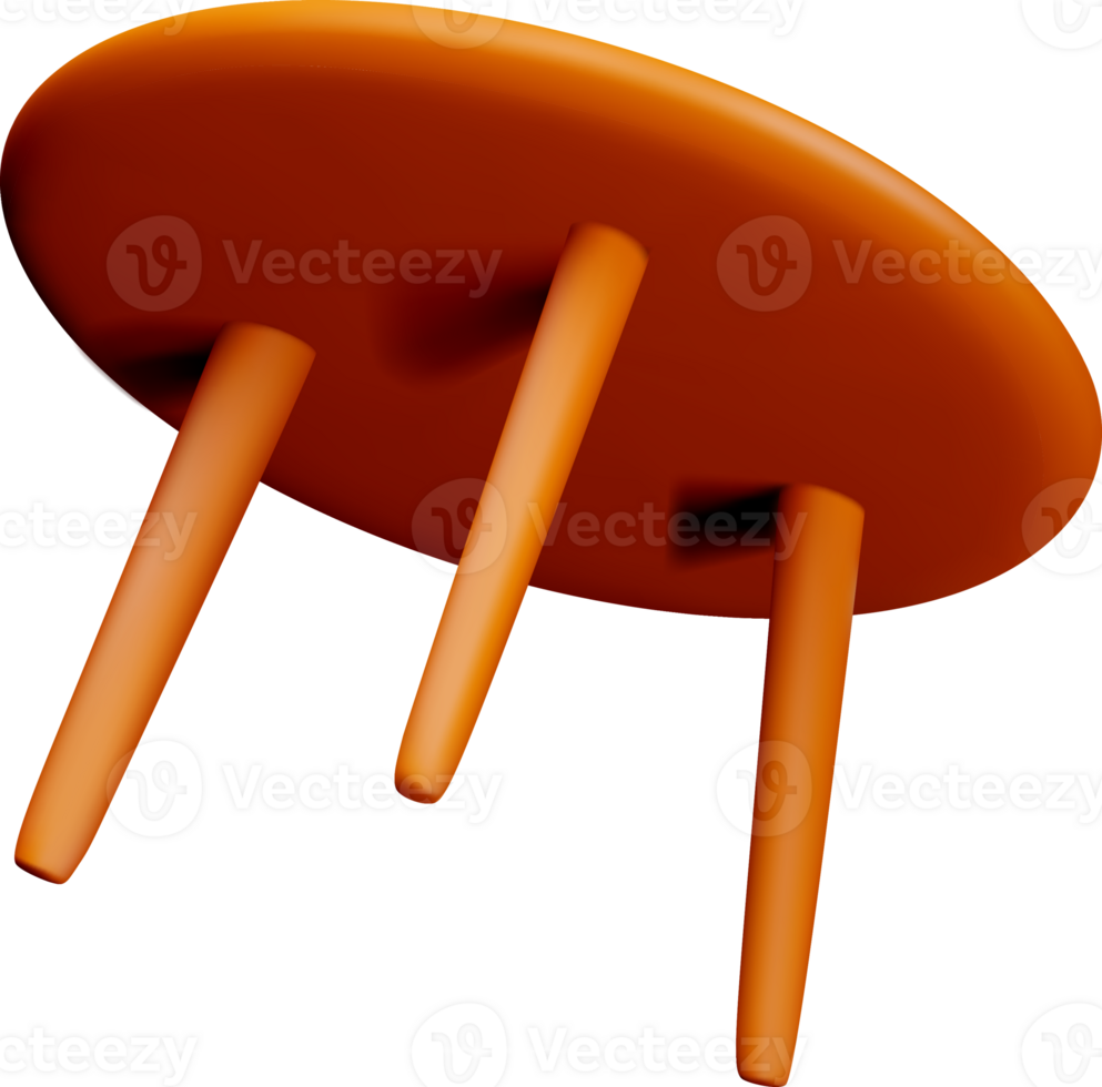 3D Rendering of an Orange Wooden Table png