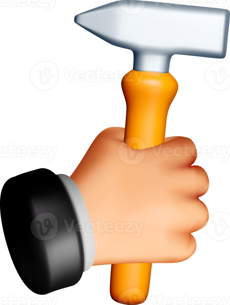 3D Hammer in Hand for Construction Use png
