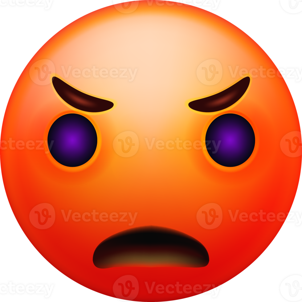 Angry 3D Emoji Face with Intense Expression png