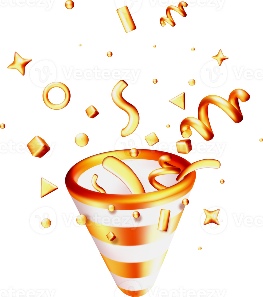 Colorful 3D Confetti Burst from Horn png