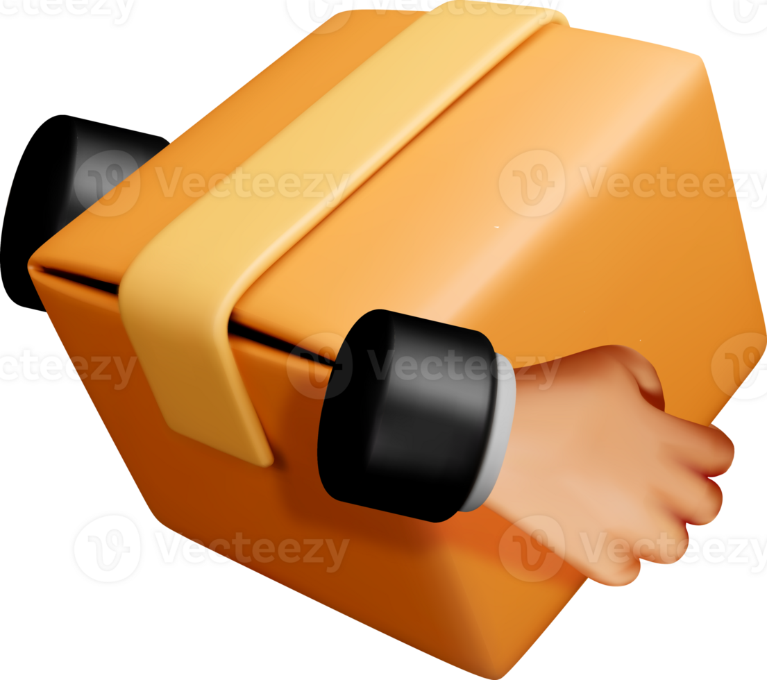 3D Box with Hand Reaching Out png