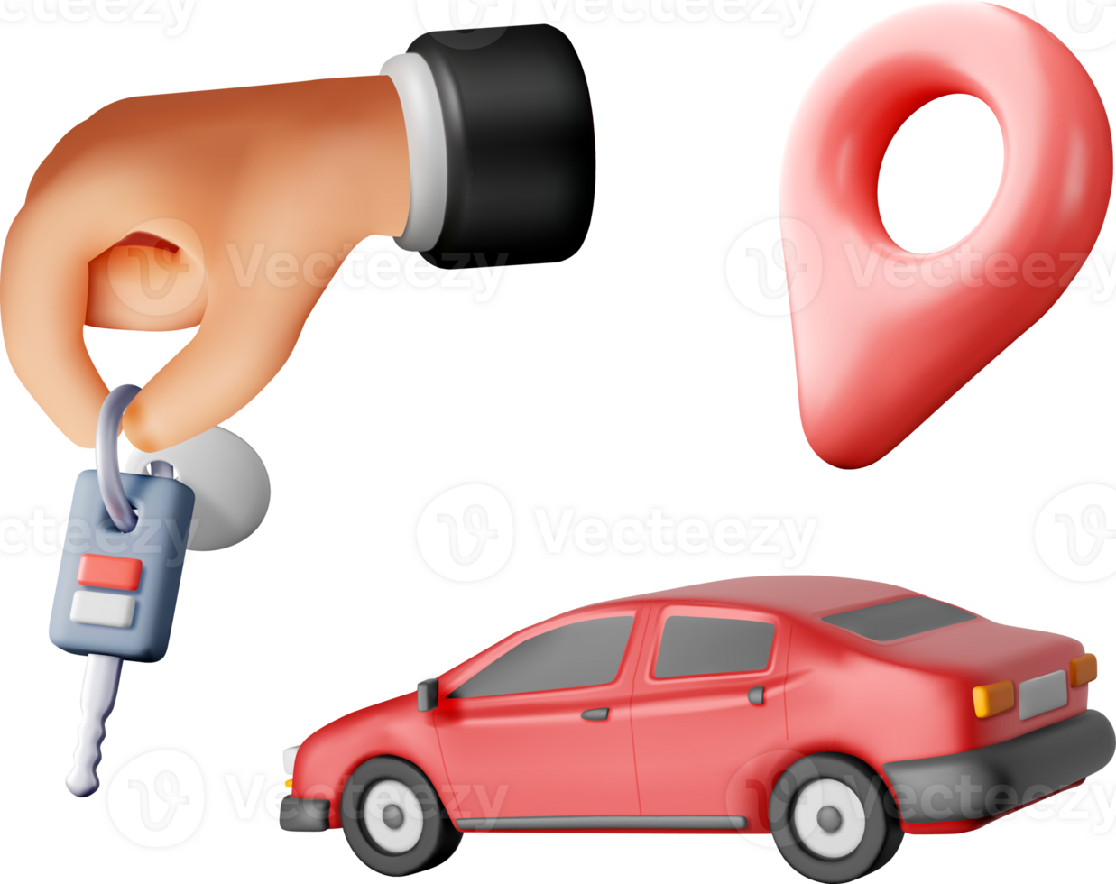 3D Car Key Hand with Location Marker Icon png