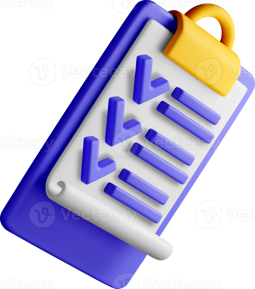 Colorful 3D Checklist with Vibrant Design png