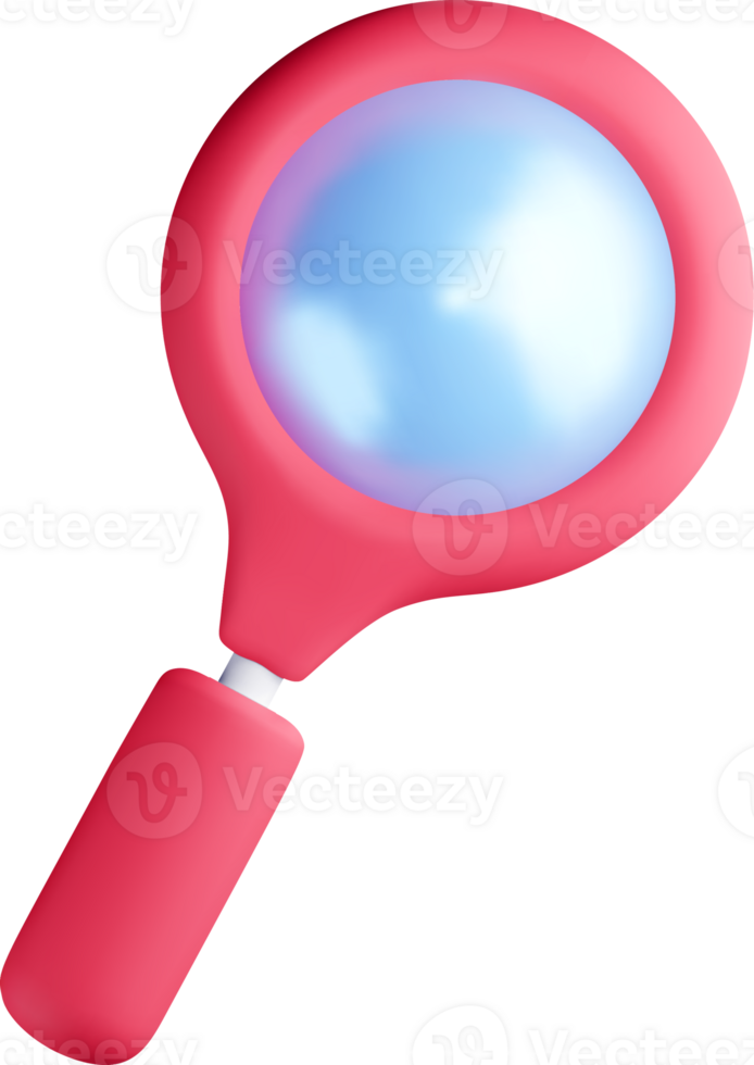 Colorful 3D Magnifying Glass with Handle png