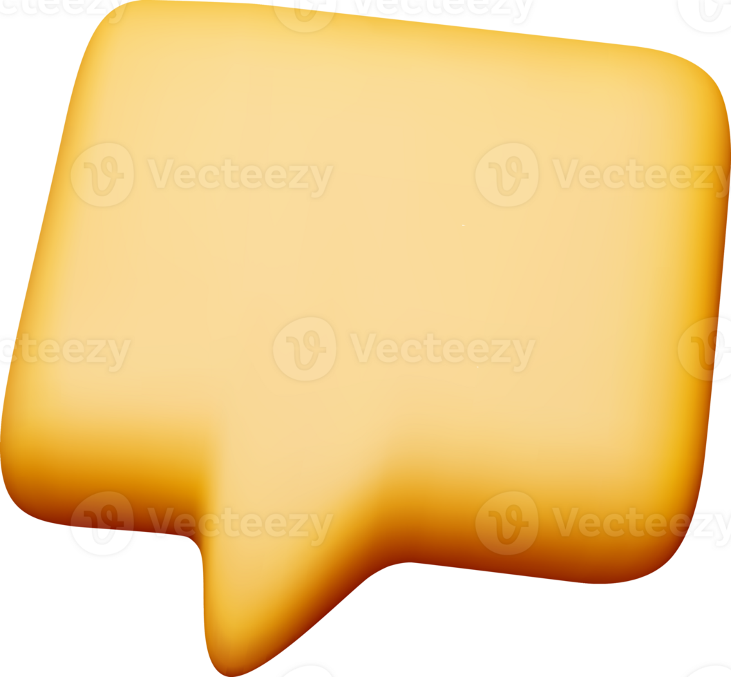 3D Speech Bubble Icon in Bright Yellow Color png