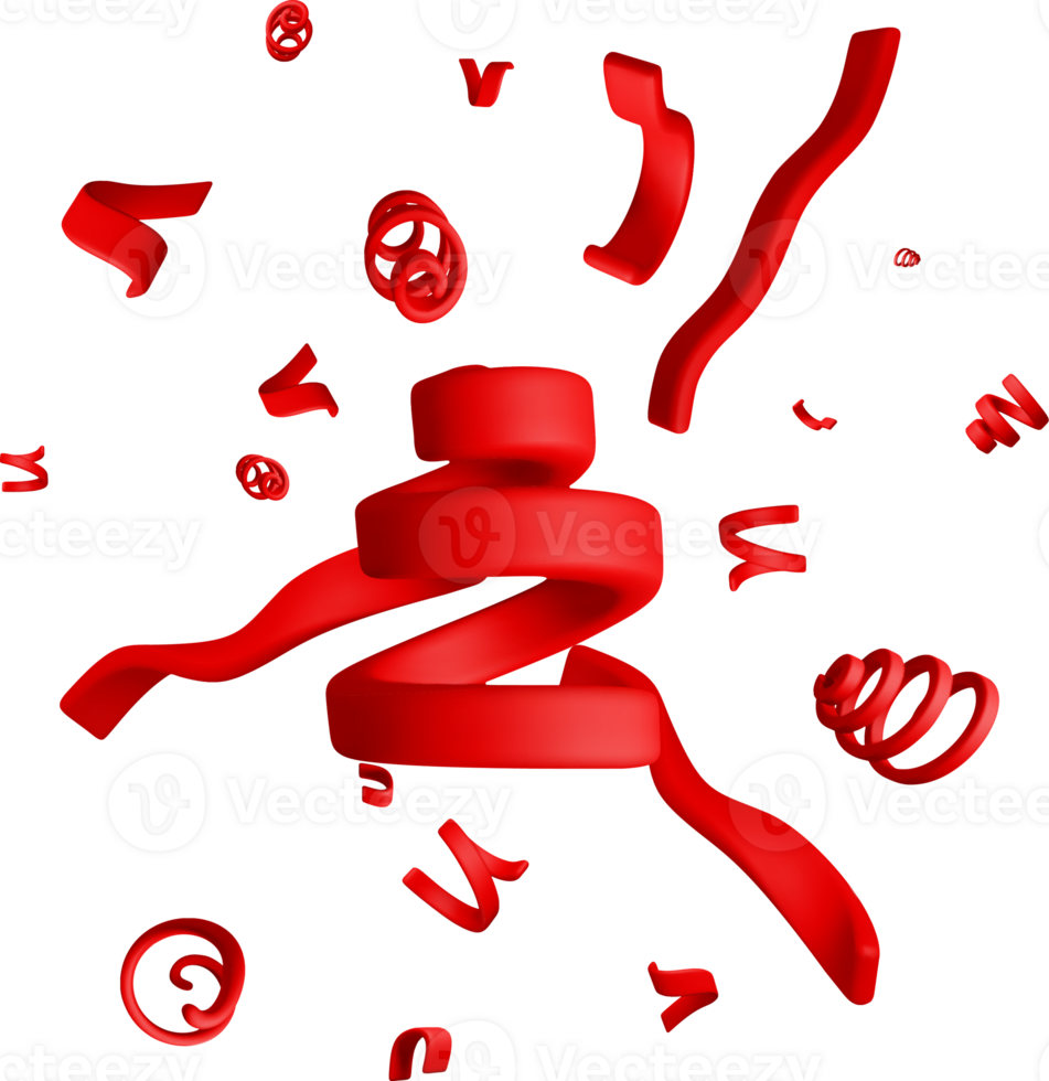 Dynamic 3D Red Ribbons in Motion png