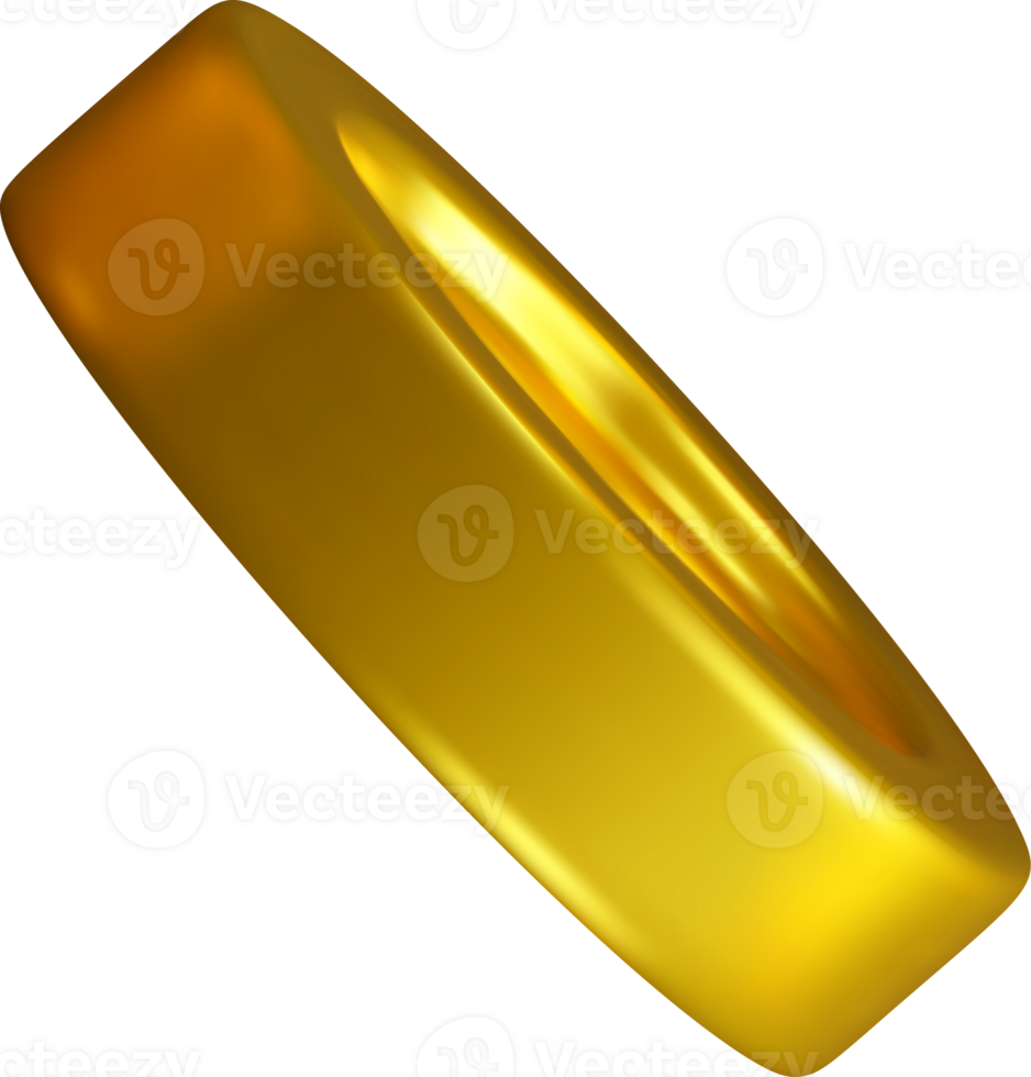 Shiny 3D Golden Ring with Smooth Surface png