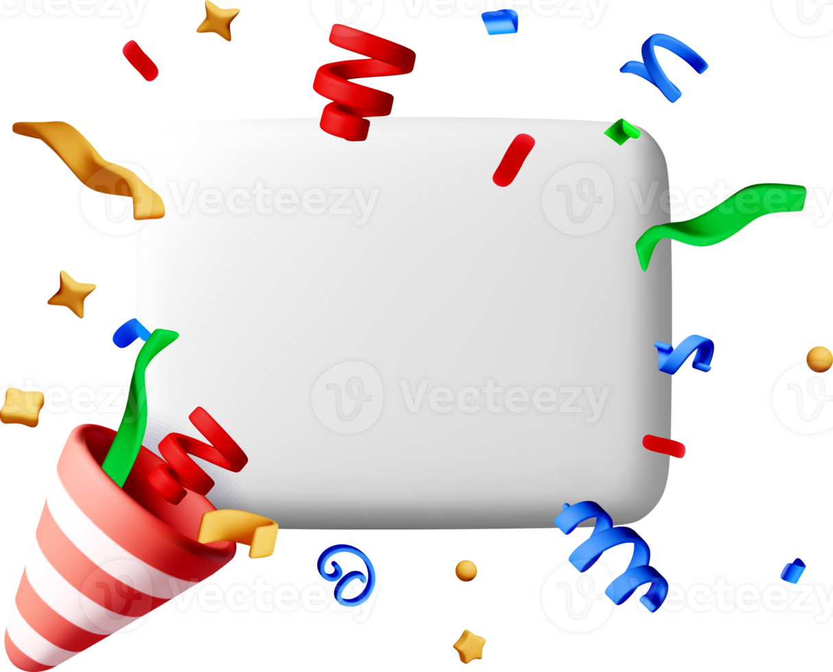 Colorful 3D Celebration Elements and Confetti png