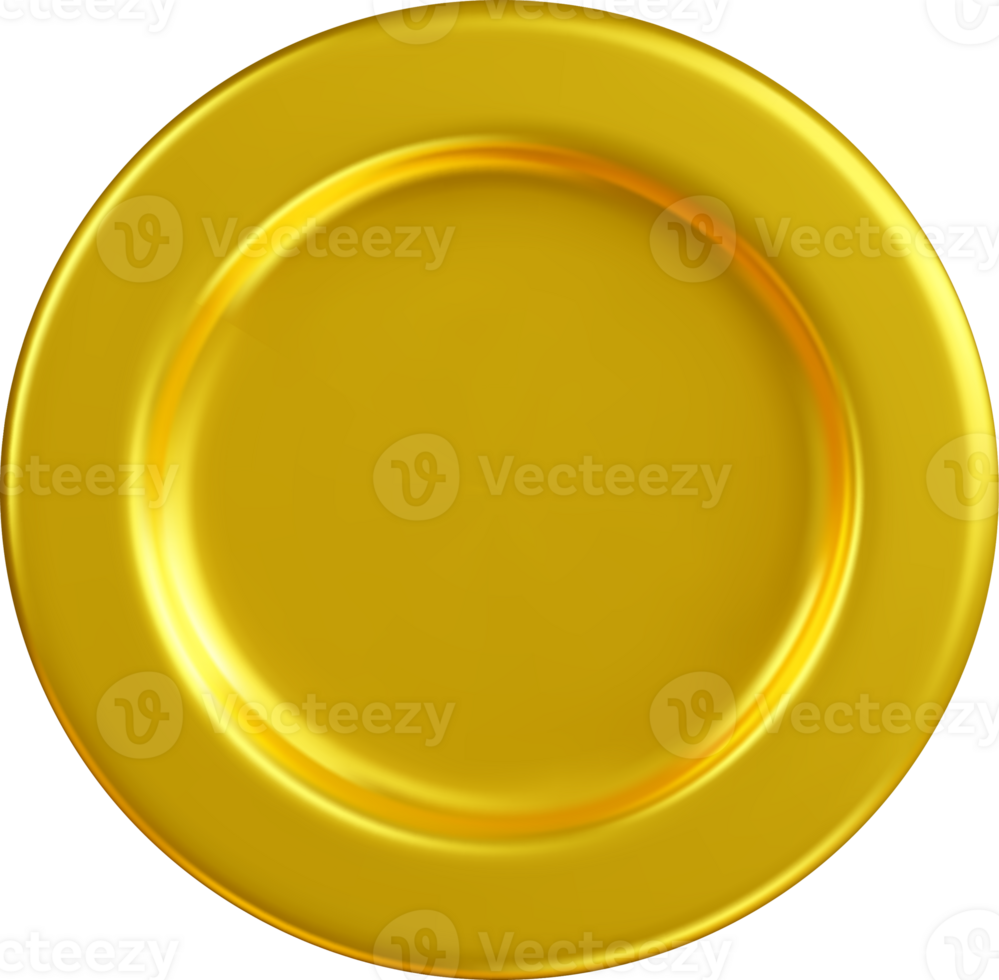 Shiny 3D Golden Plate with Reflective Surface png
