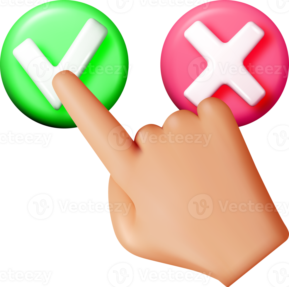 3D Hand Selecting Options Yes or No png