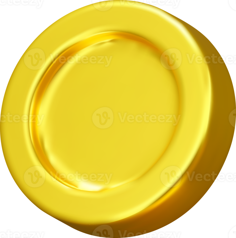 Shiny 3D Gold Coin with Smooth Surface png