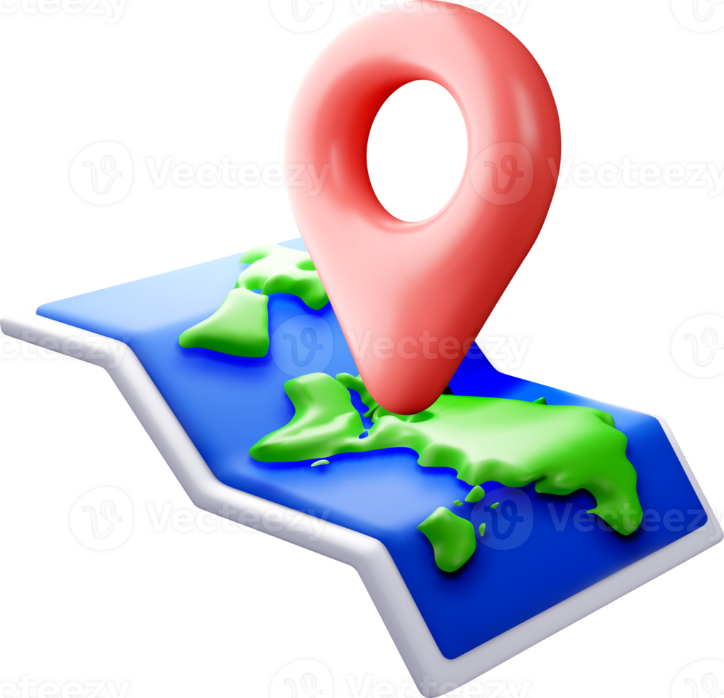 3D Map with Location Pin for Navigation png