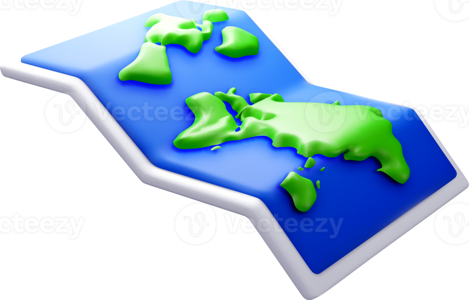 3D Relief Map of Earth with Green Landforms png