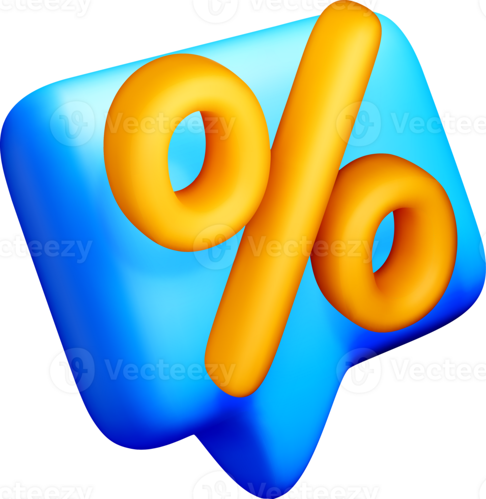 3D Percent Sign in a Stylized Speech Bubble png