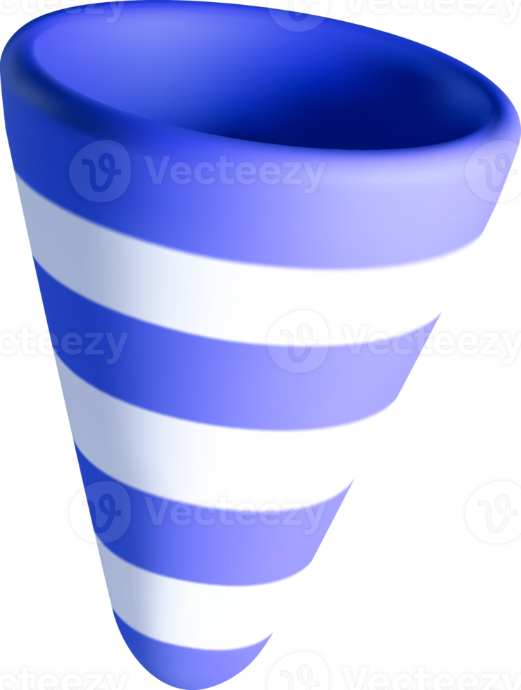 3D Spiral Cone with Blue and White Stripes png