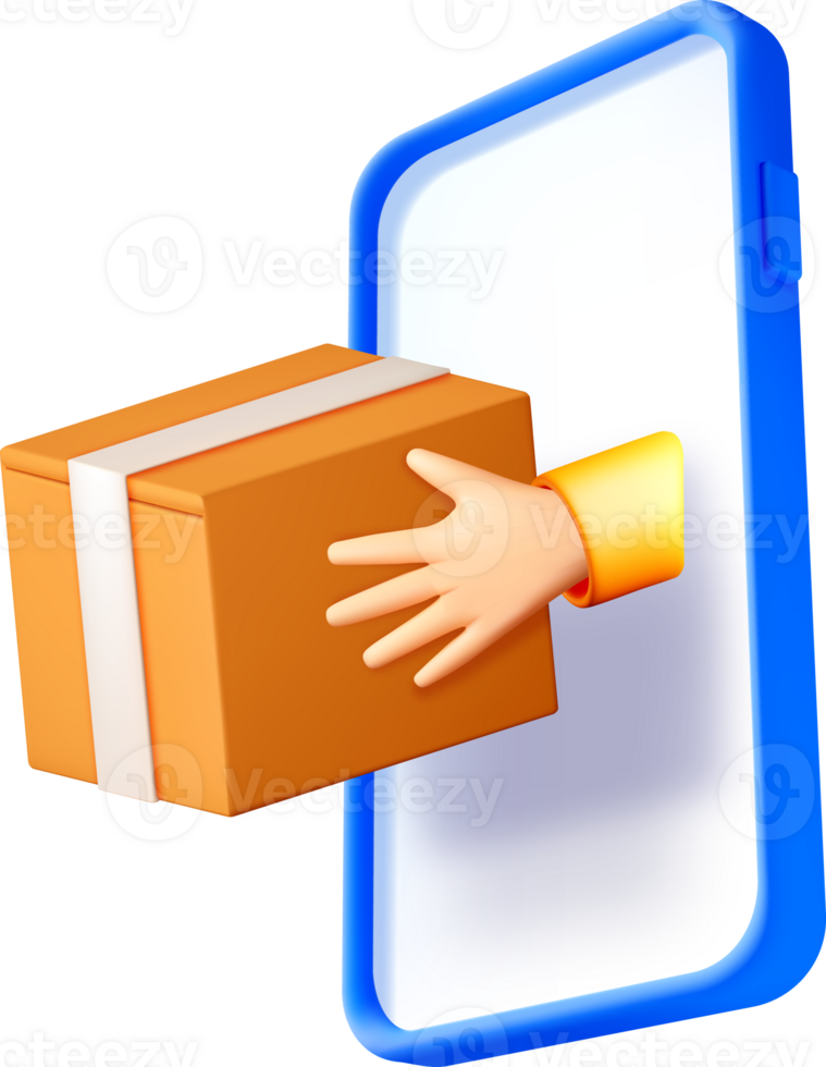 3D Delivery Concept from Smartphone to User png