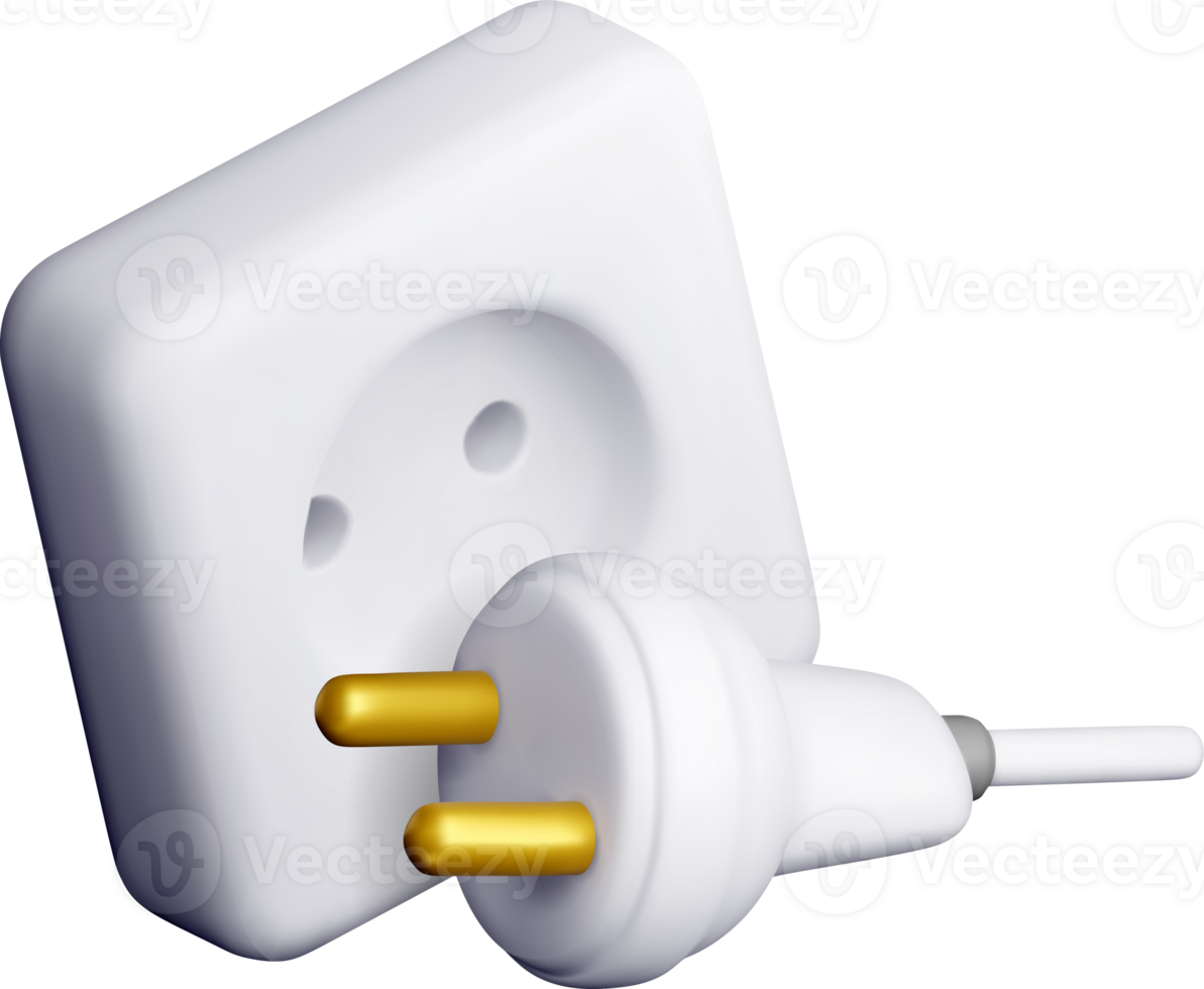 3D Electrical Plug and Socket Illustration png
