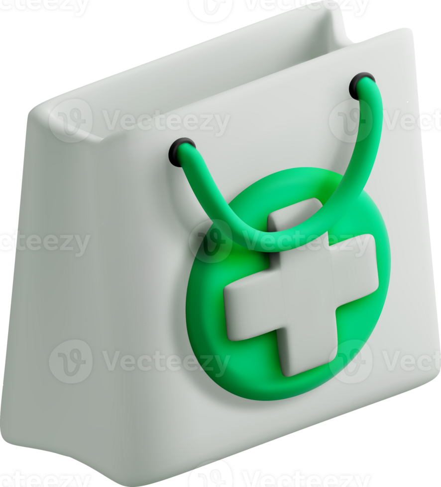 3D Medical Bag with Green Cross Emblem png