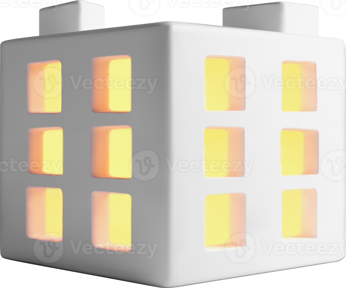 Illuminated 3D White House-shaped Lamp Design png