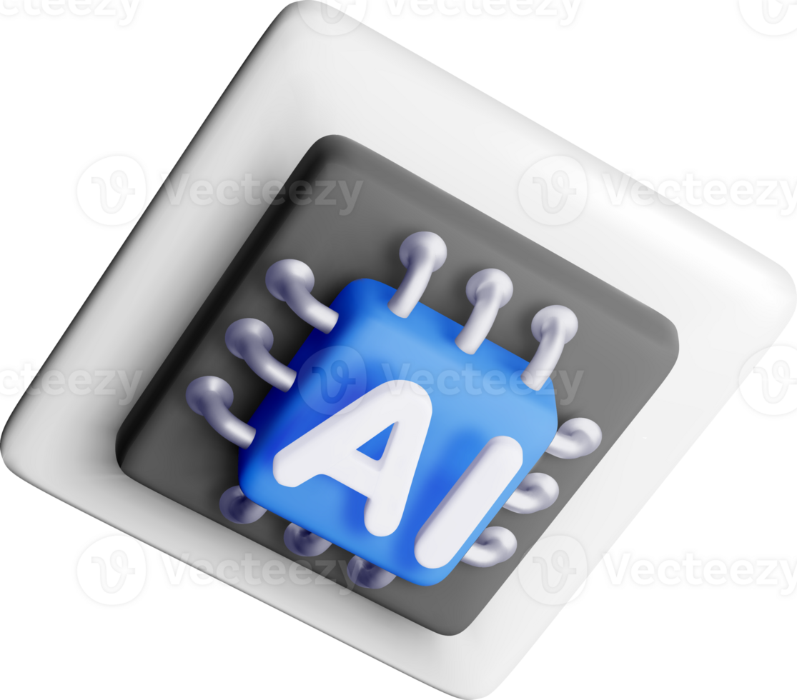 3D AI Chip Design with Bold Graphics png