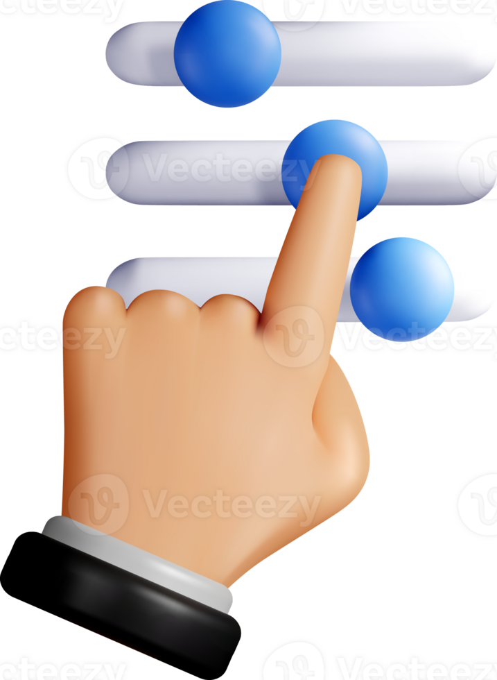 3D Hand Adjusting Settings on Slider Control png