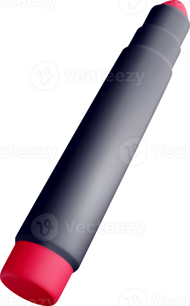 3D Black Marker with Red Tip Design png