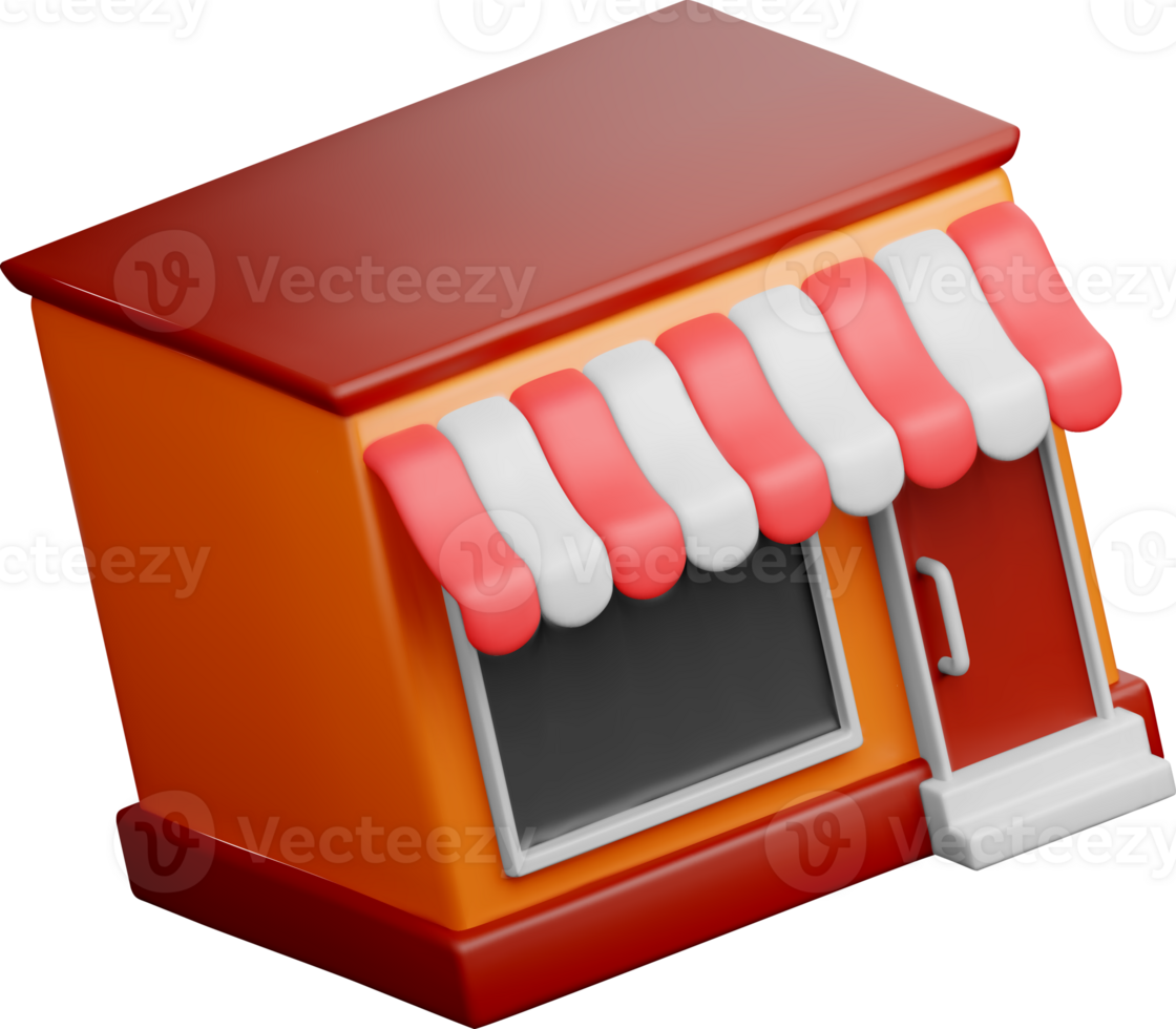 Colorful 3D Shop Front with Canopy Design png