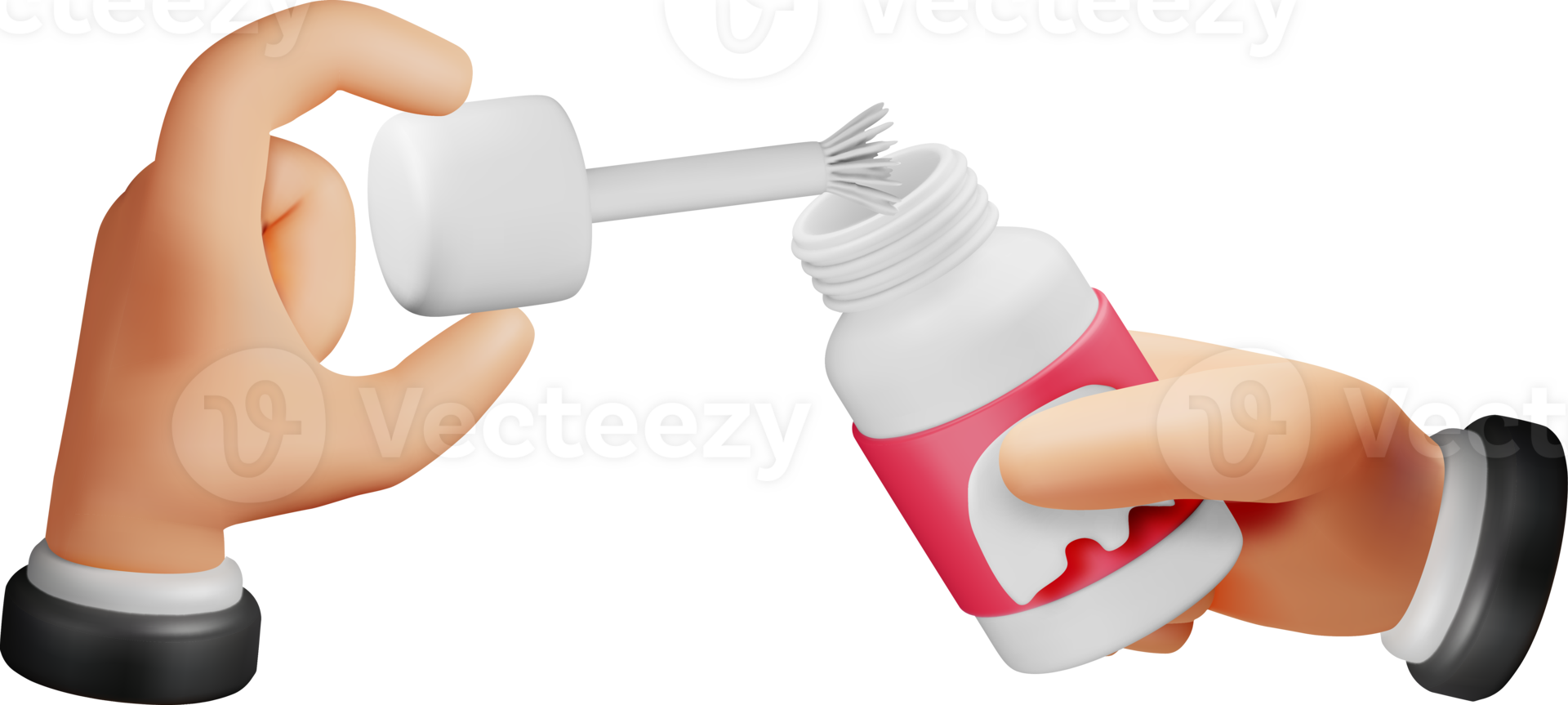 3D Illustration of Nail Polish Application Process png