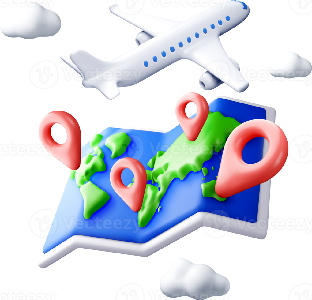 3D Air Travel and Mapping Concepts png