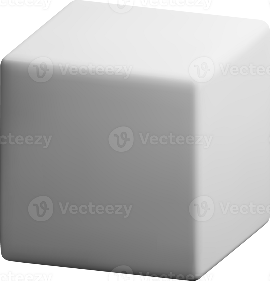 Minimalistic White Cube in 3D Space png