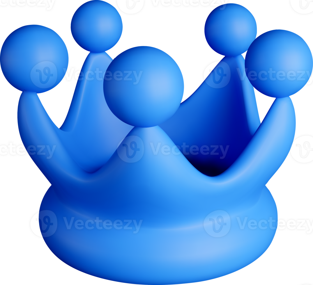 3D Blue Crown with Spherical Figures Design png